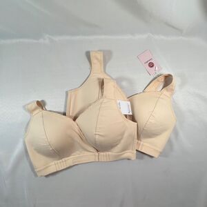 NWT FionaBra Women's Wireless Front Closure Comfort Bra 2-Pack Beige Size XL